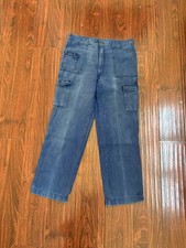 Vtg 90s Y2K Cargo Pants Size 35x31 Baggy Wide Leg Navy Military Style USA Skate