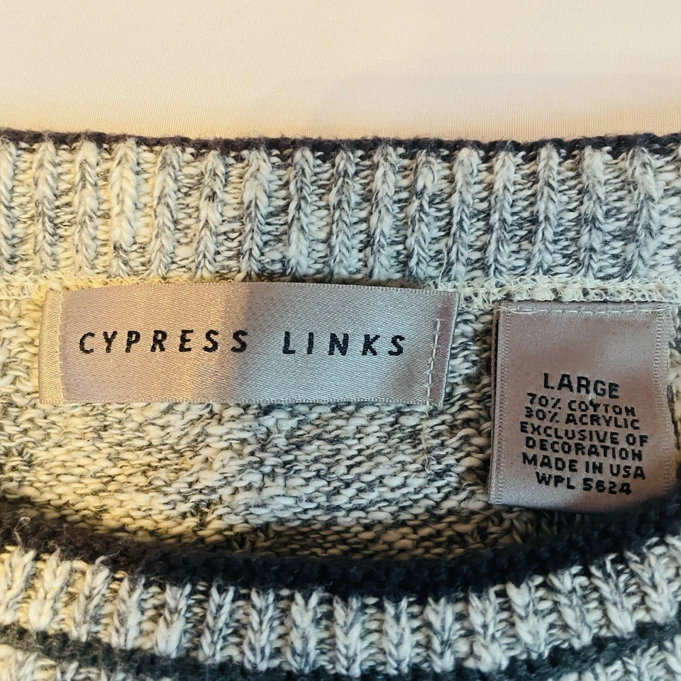 Suéter de Golf Cypress Links Para Hombre L EE. UU. Gris Tejido Pullover Años 90 Bolsa Bordada Foto 4 de 4