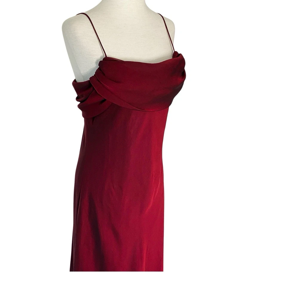 VINTAGE 90s BETSY & ADAM Chiffon Maxi Dress Gown Size 12 Large Red Whimsigoth - Image 3 of 4