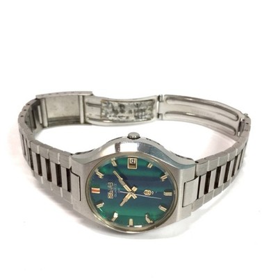 Seiko QR Quartz Watch 3862-8000 Green Dial Date 38mm From Japan