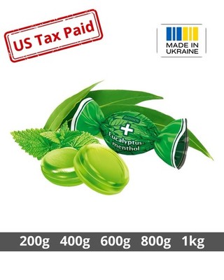 Roshen Eucalyptus Menthol Caramel Candy   Refreshing Herbal Hard Candy