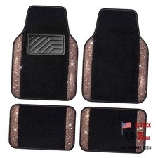 Bling Rhinestone Diamond Car Floor Mat, Crystal Sparkly Shining Gold Diamond