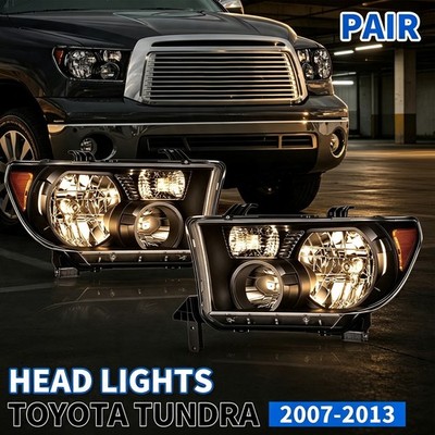LH+RH Pair Headlight Set with Level Adjuster Fit 2007-2013 Toyota Tundra