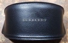 Burberry Eyeglass Case Black Leather Silver Letters Large EXCELLENT condition