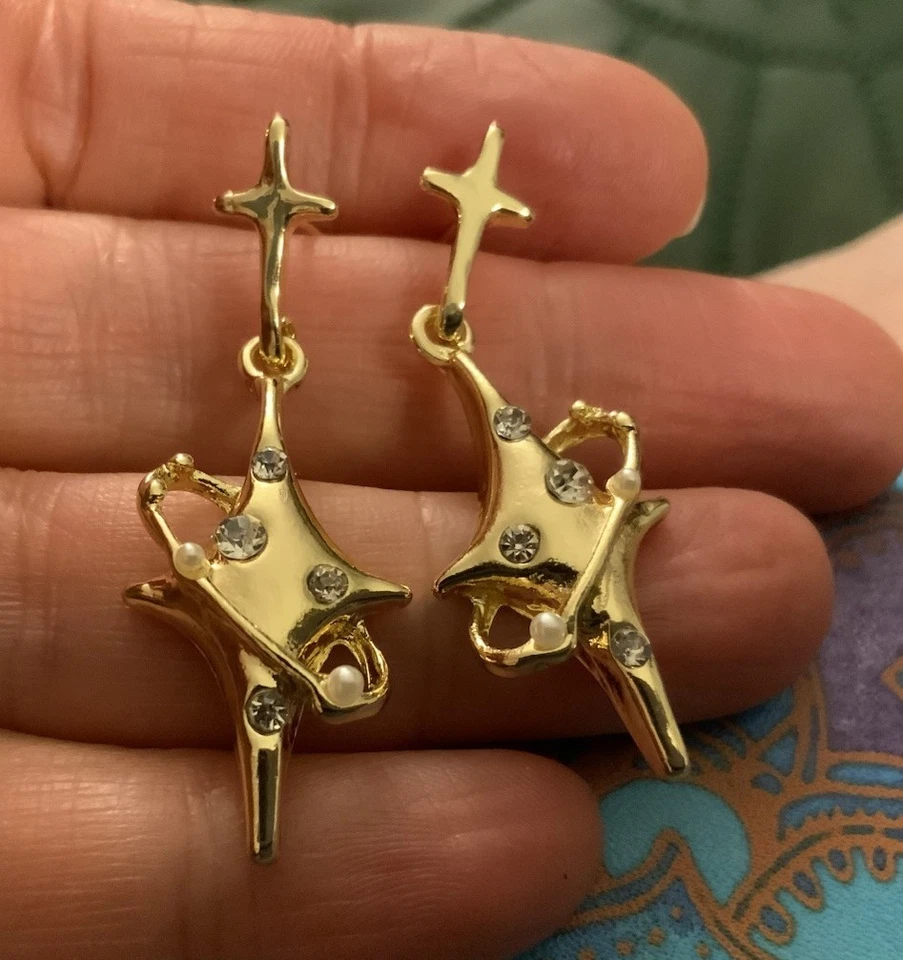 Aretes Chico’s Star Cross Boho Oro Circonita cúbica Espiral De Colección Northern Stud Orbit Foto 4 de 4