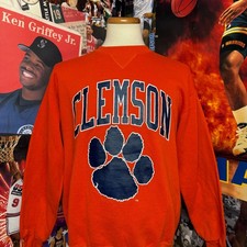 Vintage 90s Clemson Tigers NCAA Crewneck Sweatshirt Russell Athletic Mens Sz XL