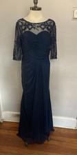 JJS House Formal dress bridesmaid Mother of Bride Navy Blue Small 4 6 NWT sequin