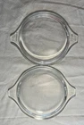 Two Pyrex 470-C Clear Glass Lids for VTG Casserole Dishes 2-Tab Handles EUC