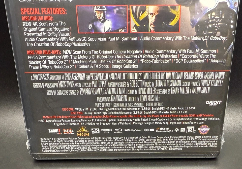 ROBOCOP 2 SHOUT! FACTORY US EXCLUSIVE DOLBY VISION 4K UHD BLU-RAY *SEALED* - Image 4 of 4