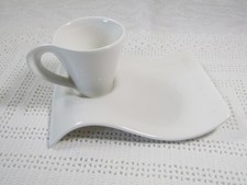 Villeroy & Boch New Wave Caffe Espresso Cup Saucer/Snack Plate Set White