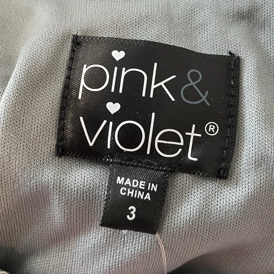 NEW Pink & Violet Size 3 Mesh Sleeveless Dress Girls Lace 3-Tiered  Gray Flower - Image 4 of 4