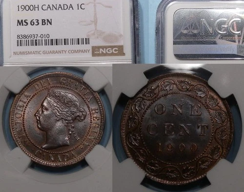 1900-H CANADA CENT NGC MS 63 BN CANADA AUCTION COMP $93 $102-46