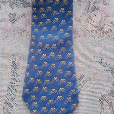 Allyn Silk Tie Man On Bike Blue Made In USA