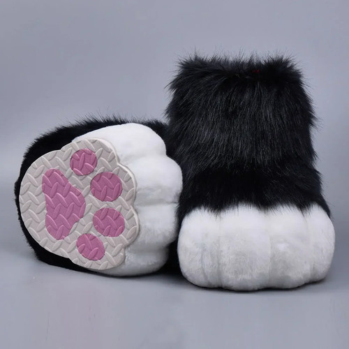 Cat Paws Shoes Cartoon Plush Furry Cosplay Kig Costume Cats Feet Nail Claws Shoe - Picture 37 of 46