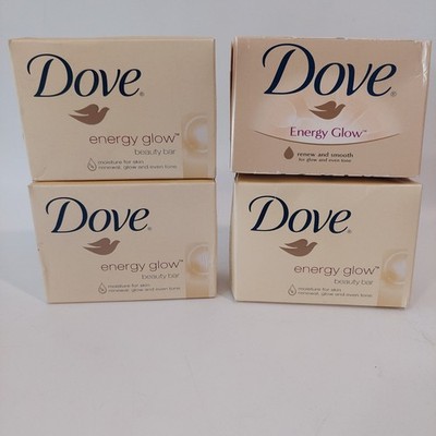 4-Dove ENERGY GLOW Beauty Bars Soap Moisture Renewal Glow Retired Discontinued 
