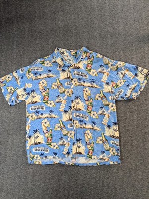 Big Dog Men's XL Hawaiian Shirt ''It's Five O'Clock Somewhere'' Beer Print Casual