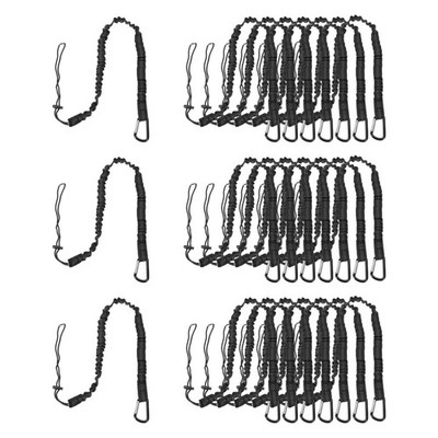 24Pcs 3.6ft Retractable Tool Lanyard with Metal Buckle Adjustable Loop, Black