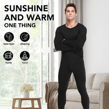 Men's Heavy Duty Thermal Underwear Set, Fleece Lined Base Layer, Warm Long Johns