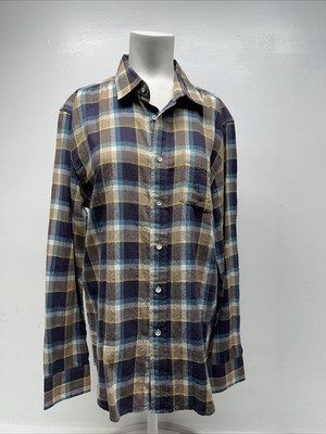 Rag & Bone Flannel Button Up Shirt Long Sleeve Striped Plaid Men s Size Medium
