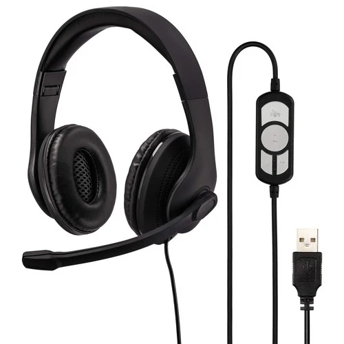 Hama PC Bureau USB Casque Stéréo Kophoerer Avec Boom Microphone Micro Portable