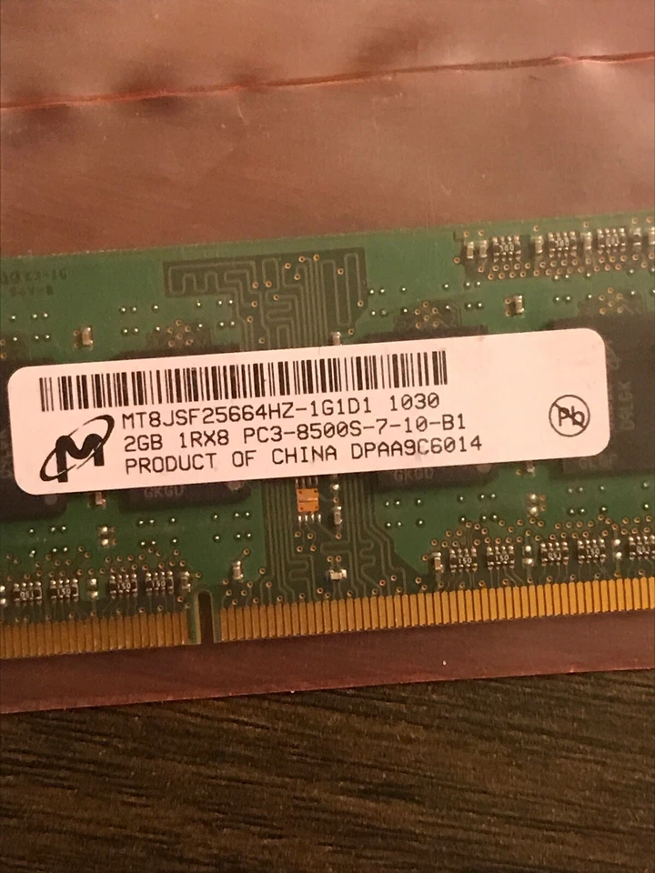Micron 4GB (2 x 2GB) DDR3 PC3-8500S Sodimm Memory RAM - MT8JSF25664HZ-1G1D1 New - Image 3 of 3