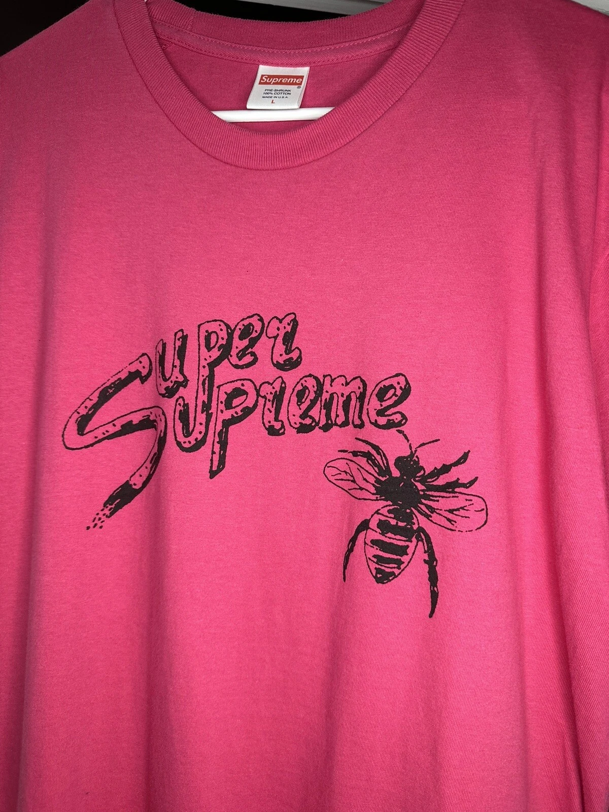 T shirt neuf Super Supreme Wasp Bee Limonious taille L SS 17 rose