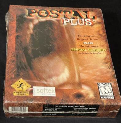 RARE POSTAL PLUS SEALED PC GAME BIG BOX SOFTEK 2000 RUNNING WITH SCISSORS