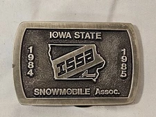 NEW SPEC CAST INC  1984 - 1985 IOWA STATE SNOWMOBILE ASSOC. BELT BUCKLE
