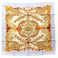 Hermes Scarf Au Pays de Cocagne by Zoé Pauwels Silk 90 cm White Carre Shawl
