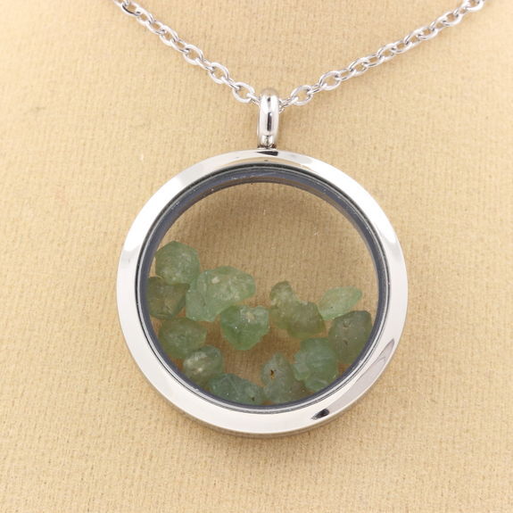 Collier Grenat Démantoïde brut, médaillon argent 20mm idéal pour offrir