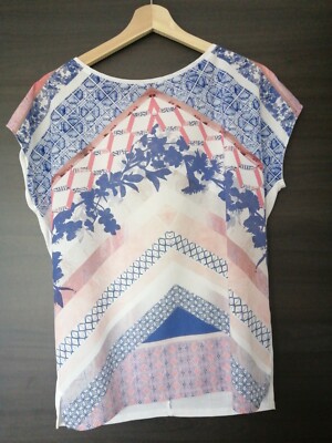 Cartoon Bluse S Weiß/Bunt