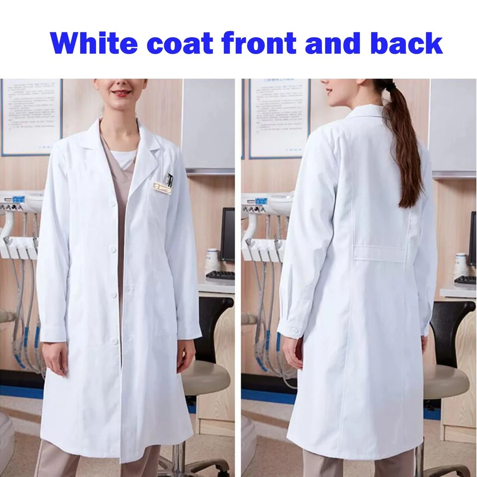 Laborkittel Damen - Laborkittel Baumwolle Weißer Arbeitskittel Kittel Langarm... - Bild 2 von 4