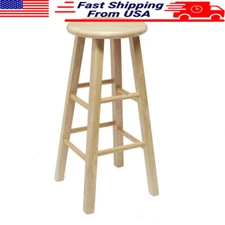 Natural Wood Backless Bar Stool Fully Assembled 29in Tall Kitchen Seating New