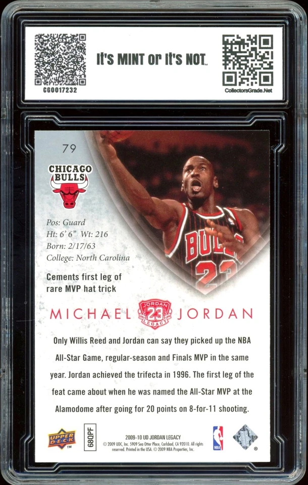 2009 Upper Deck Legacy Collection GOLD #79 Michael Jordan GRADED CG 10 PRISTINE - Image 2 of 2