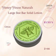 Honey House Naturals, Large Bee Bar Solid Lotion, ( 2 oz )