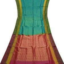 Vintage Blue Sarees 100 Pure Silk Zari Handwoven Premium Sari 5YD Craft Fabric
