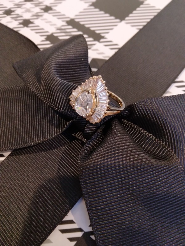 CZ Pear & Baguette CZs Ballerina Halo Ring SIZE 7 