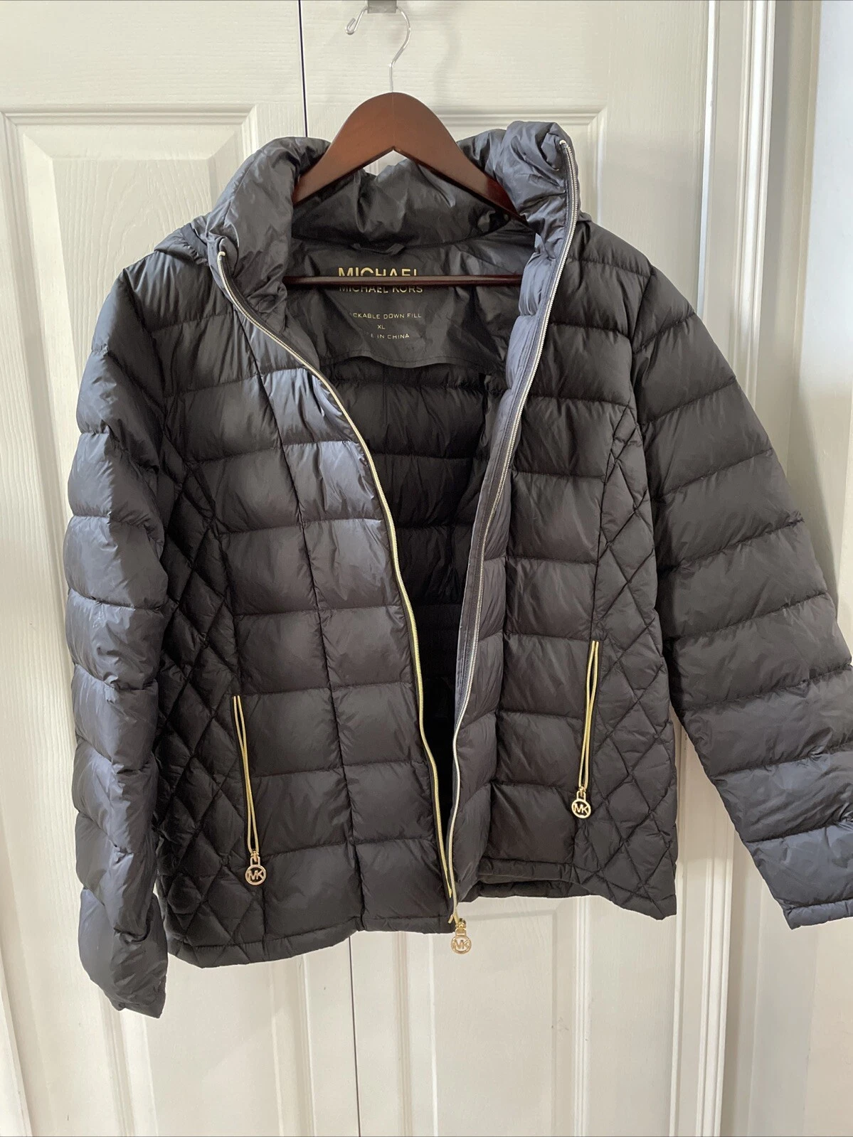 Piumino Michael Kors donna trapuntato nero da donna taglia XL