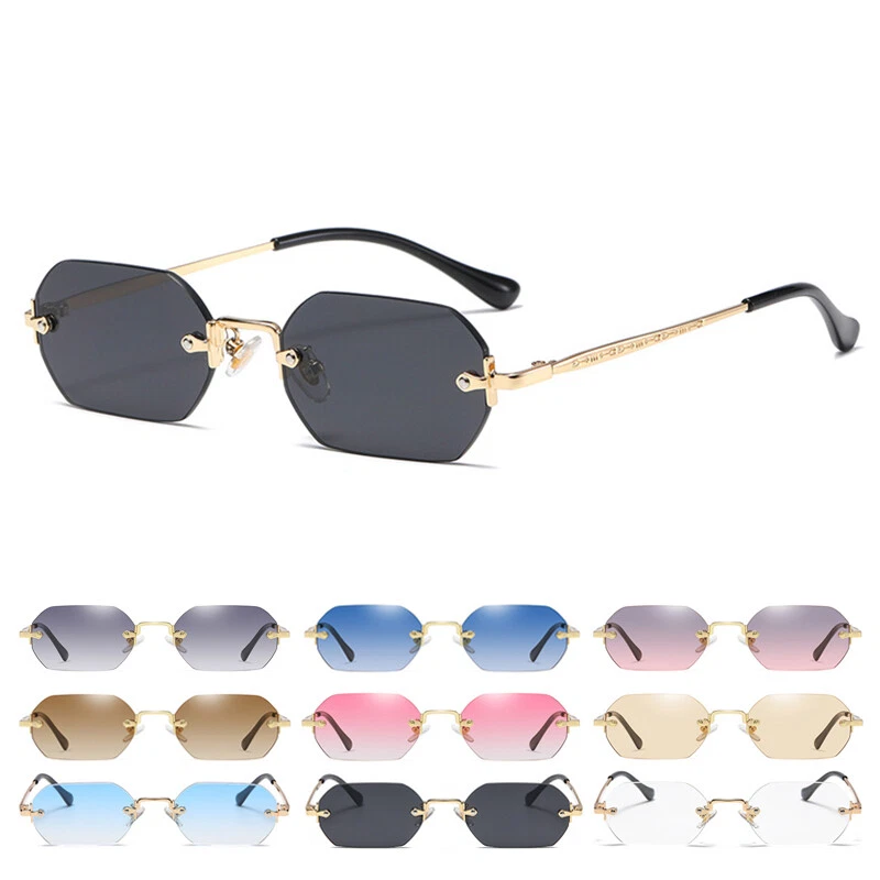 Rimless Polygonal Sunglasses Men Women Fashion Frameless Eyewear Vintage  Glasses