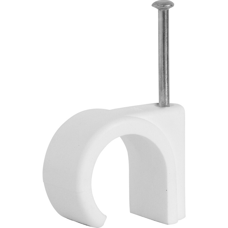 6mm Round Cable Clips White 100Pcs