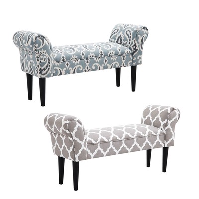 Vintage Bed Bench Armed Ottoman Footstool End Of Bed Upholstered