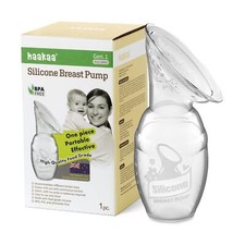 haakaa Manual Breast Pump for Breastfeeding, Silicone, Clear 4oz/100ml