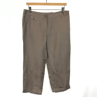 NWT Womens Petite Size 10 10P Ann Taylor LOFT Taupe Crop Linen Blend Capri Pants