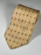 Brooks Brothers Men’s Silk Neck Tie Made In USA Yellow Gold Diamond Pattern