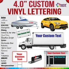 4 Inch Custom Vinyl Lettering Numbers Transfer Decal Sticker Boat Window Glass