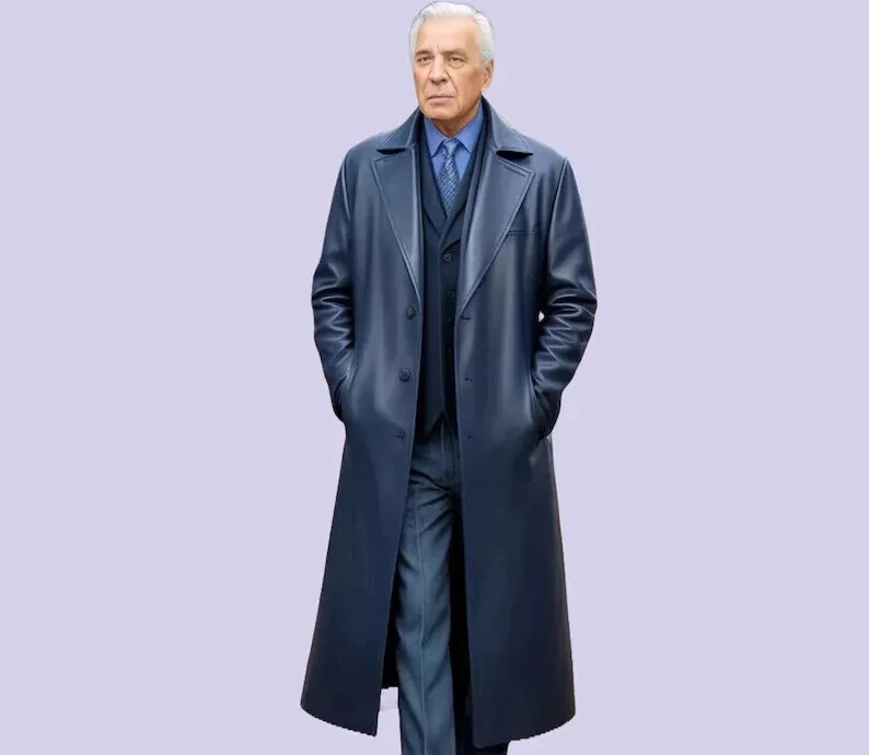 Blue Leather Outer Shell Trench Coats Coats, Jackets & Vests for