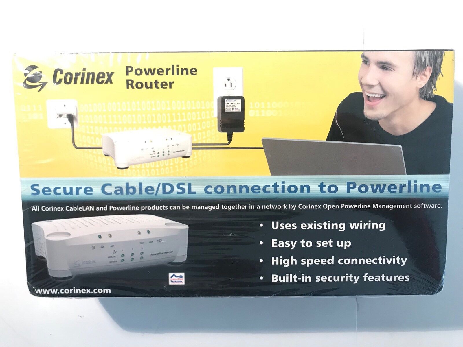 New 2021 new Sealed CORINEX POWERLINE ROUTER Connection Bargain sale Secure Cable DSL