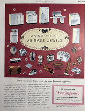 1945 Westinghouse Appliances Electric Home WWII Rare Jewels Finer VTG Print Ad
