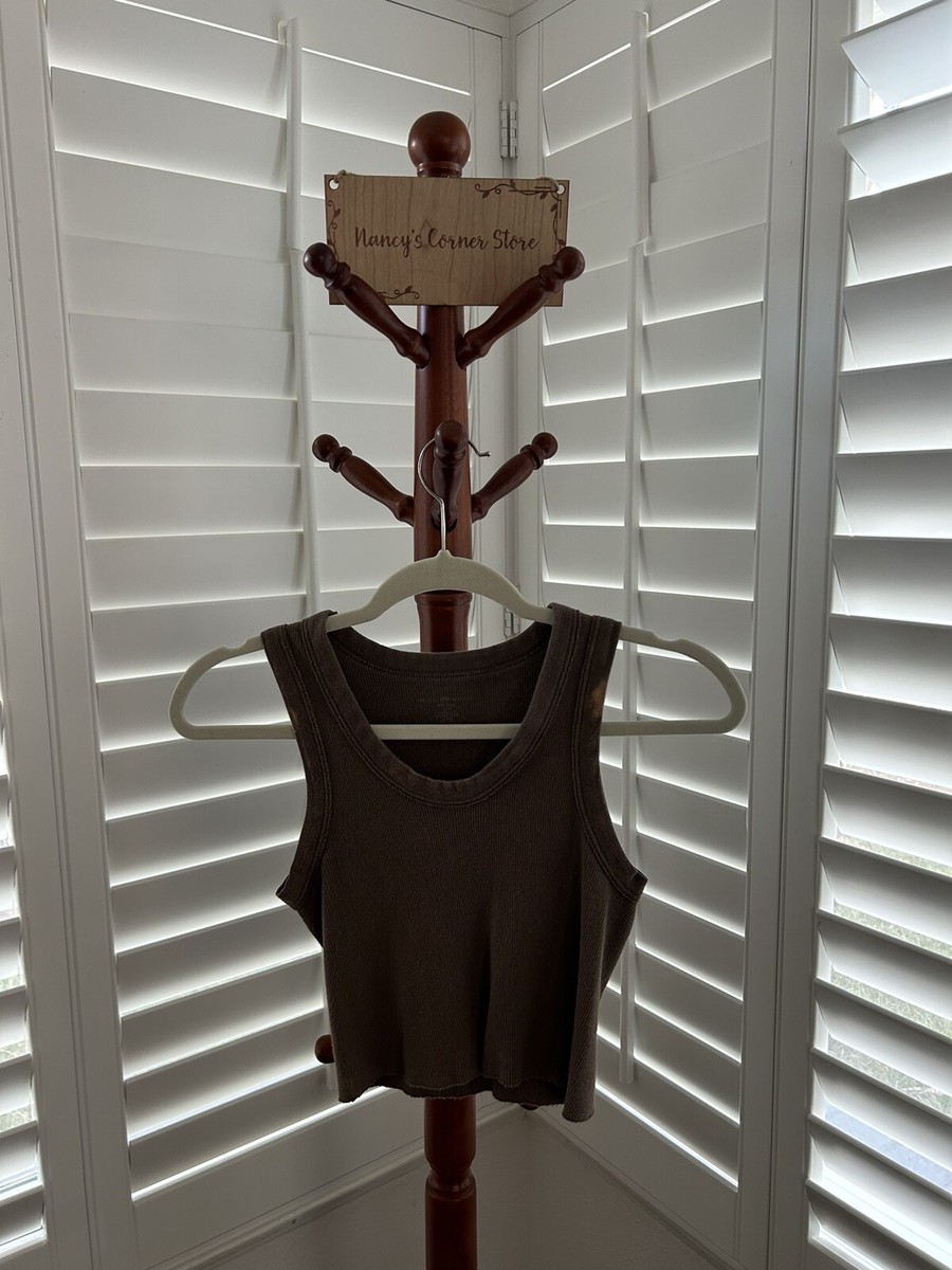 BRANDY MELVILLE Women's Ribbbed Basic Tank Top Brown Size XS