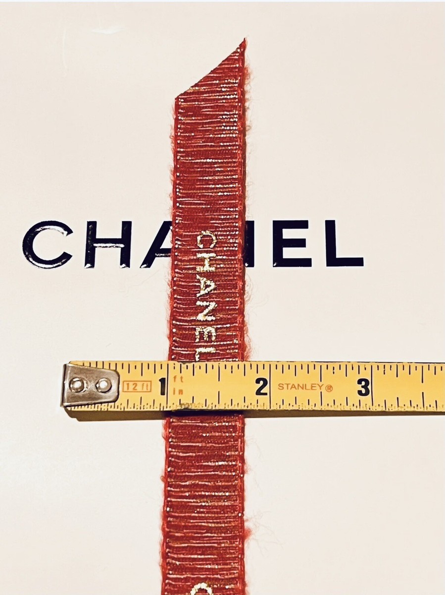 CHANEL RED AND GOLD RIBBON 10 FEET CHANEL Red Glittered & Metallic Gold Lettering Ribbon - 1  main image 2